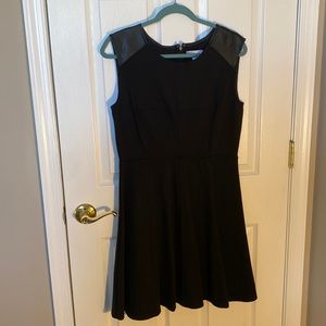 New York & company black /leather detailed sleeveless dress